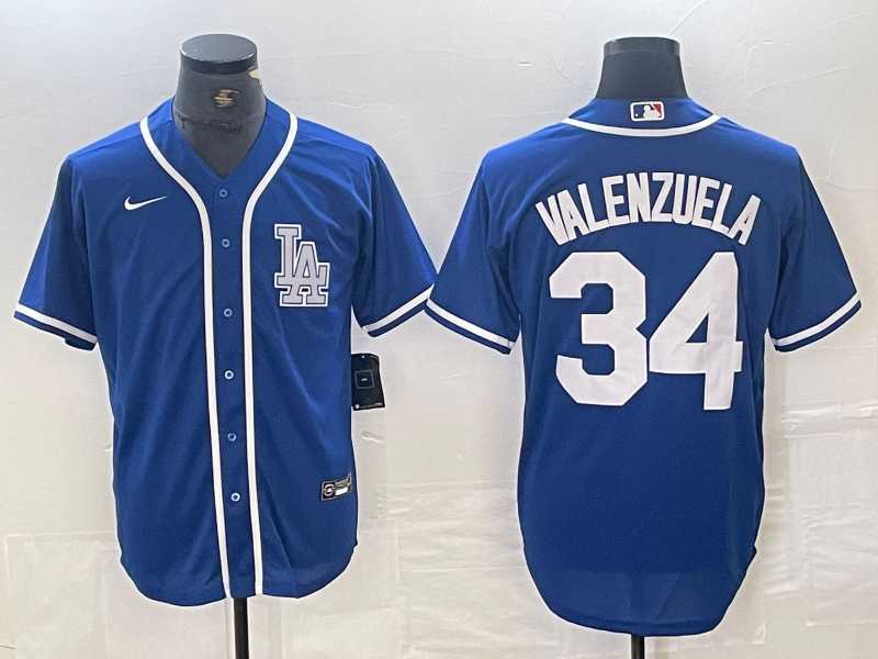 Men%27s Los Angeles Dodgers #34 Toro Valenzuela Blue Cool Base Stitched Baseball Jersey->los angeles dodgers->MLB Jersey